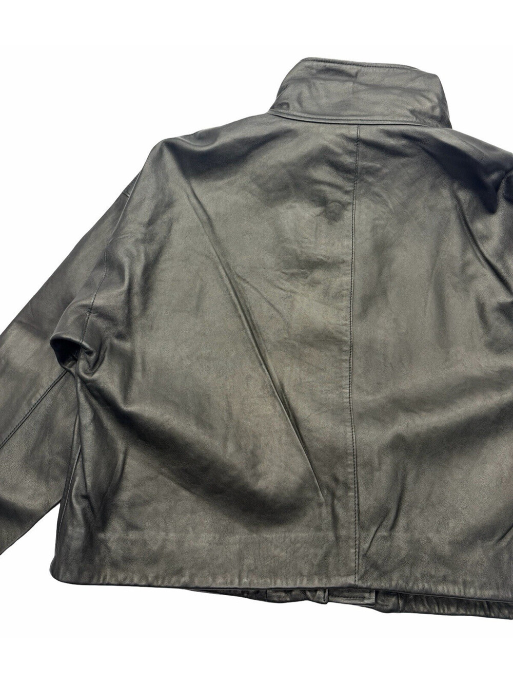AllSaints Ryder Leather Funnel Neck Jacket Black Size L - Picture 9 of 9